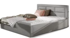 Lit Avec Coffre Et Tête De Lit Capitonnée Velours Gris Rizaro