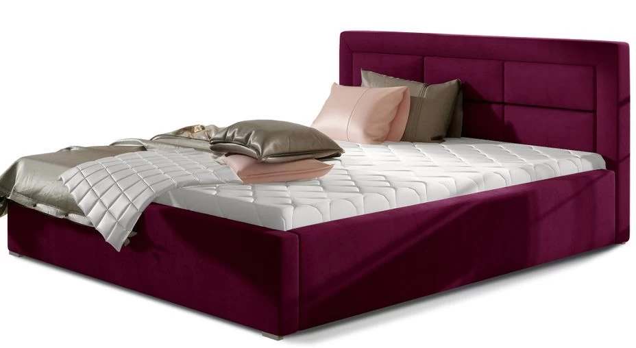 Lit Avec Coffre Et Tête De Lit Capitonnée Velours Prune Rizaro 3 Lit Avec Coffre Et Tête De Lit Capitonnée Velours Prune Rizaro