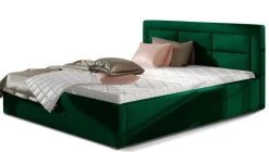 Lit Avec Coffre Et Tête De Lit Capitonnée Velours Vert Rizaro