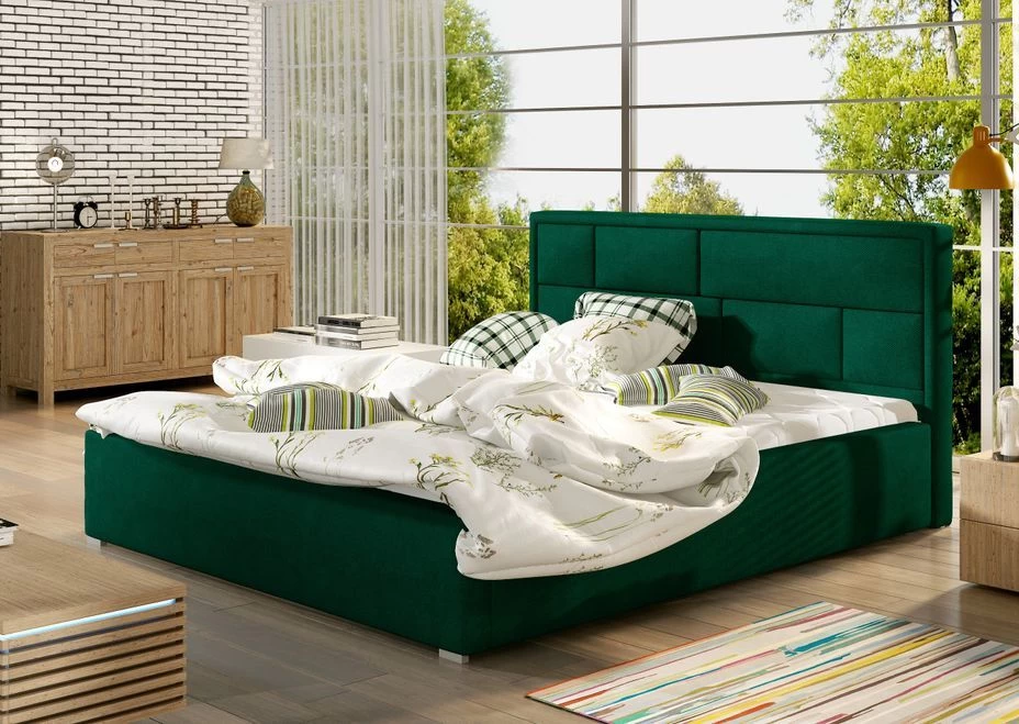 Lit Avec Coffre Velours Vert Tête De Lit Capitonnée Lenzo 4 Lit Avec Coffre Velours Vert Tête De Lit Capitonnée Lenzo – Image 2