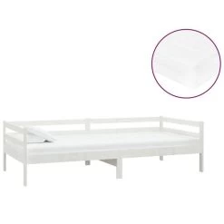Lit Avec Matelas 90x200 Cm Blanc Bois De Pin Massif 2 13 Lit Avec Matelas 90x200 Cm Blanc Bois De Pin Massif 2 -Magasin De Meubles De Chambre À Coucher lit avec matelas 90x200 cm blanc bois de pin massif 3666722244701 1100531