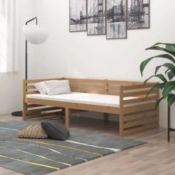Lit Avec Matelas 90x200 Cm Marron Miel Bois De Pin Massif 19