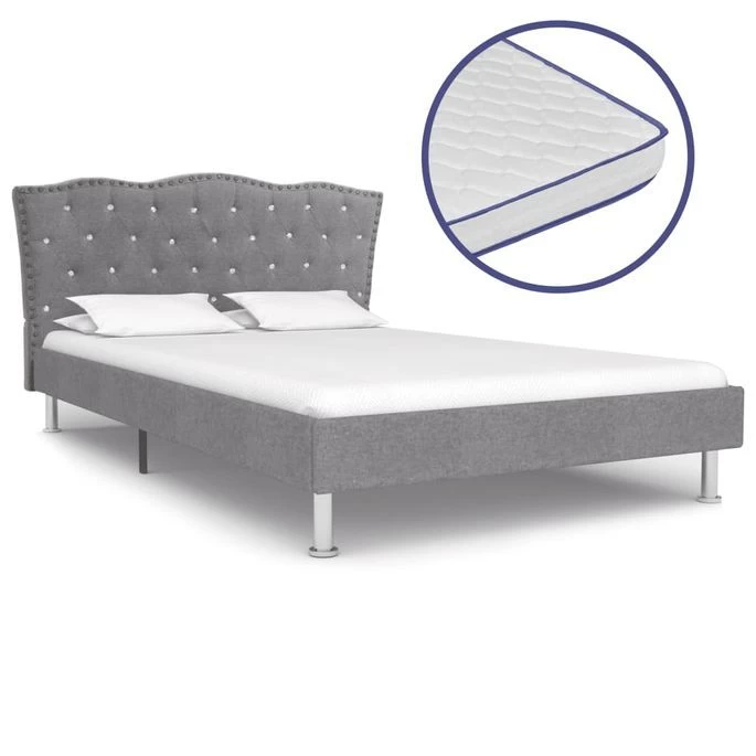 Lit Avec Matelas à Mémoire De Forme Gris Clair Tissu 120x200 Cm 3 Lit Avec Matelas à Mémoire De Forme Gris Clair Tissu 120x200 Cm