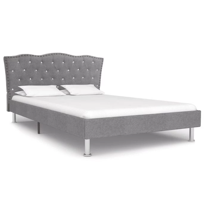 Lit Avec Matelas à Mémoire De Forme Gris Clair Tissu 120x200 Cm 6 Lit Avec Matelas à Mémoire De Forme Gris Clair Tissu 120x200 Cm – Image 4