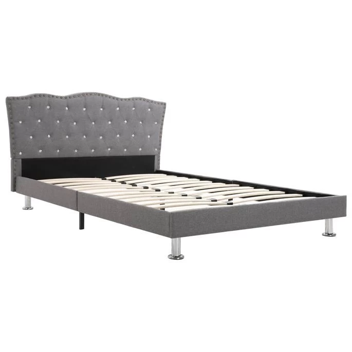 Lit Avec Matelas à Mémoire De Forme Gris Clair Tissu 120x200 Cm 7 Lit Avec Matelas à Mémoire De Forme Gris Clair Tissu 120x200 Cm – Image 5