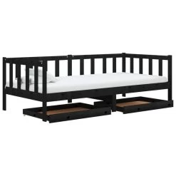 Lit Avec Tiroirs 90x200 Cm Noir Bois De Pin Massif 2 11 Lit Avec Tiroirs 90x200 Cm Noir Bois De Pin Massif 2 -Magasin De Meubles De Chambre À Coucher lit avec tiroirs 90x200 cm noir bois de pin massif 3666722243575 1101839