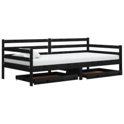 Lit Avec Tiroirs 90x200 Cm Noir Bois De Pin Massif 4 11 Lit Avec Tiroirs 90x200 Cm Noir Bois De Pin Massif 4 -Magasin De Meubles De Chambre À Coucher lit avec tiroirs 90x200 cm noir bois de pin massif 3666722741316 1101804