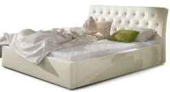 Lit Capitonné Avec Coffre De Rangement Simili Cuir Beige Clair Venizia