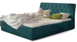 Lit Capitonné Avec Coffre De Rangement Velours Bleu Canard Venizia