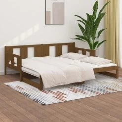 Lit Coulissant Marron Miel Bois De Pin Solide 2x(90x200) Cm -Magasin De Meubles De Chambre À Coucher lit coulissant marron miel bois de pin solide 2x 90x200 cm 3666722745185 1410617