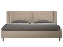 Lit Design 200x200 Cm Avec Tête De Lit Coussins Matelassés Simili Cuir Beige Andry