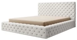 Lit Design Avec Tête De Lit Et Coffre De Rangement Capitonné Simili Cuir Blanc Prince