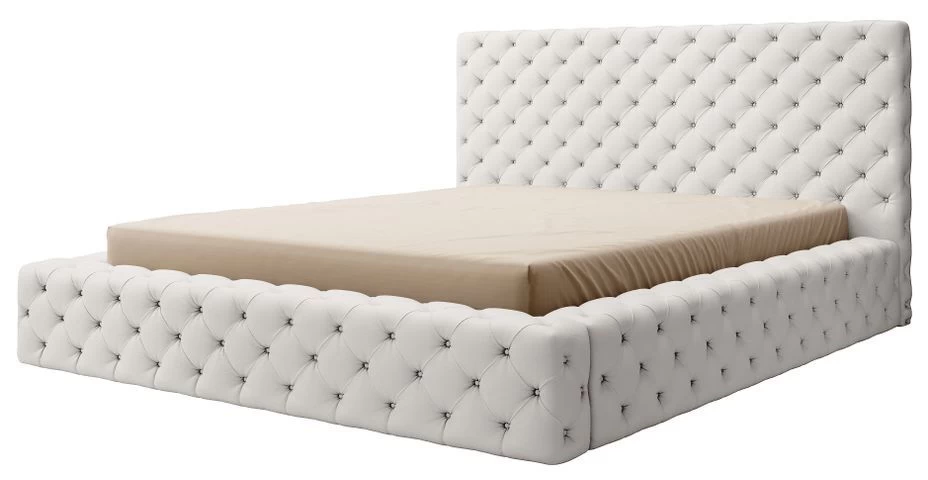 Lit Design Avec Tête De Lit Et Coffre De Rangement Capitonné Simili Cuir Blanc Prince 3 Lit Design Avec Tête De Lit Et Coffre De Rangement Capitonné Simili Cuir Blanc Prince