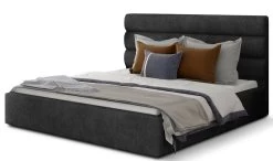 Lit Design Tissu Anthracite Avec Coffre De Rangement Klarina