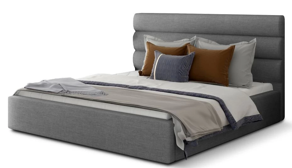 Lit Design Tissu Gris Avec Coffre De Rangement Klarina 3 Lit Design Tissu Gris Avec Coffre De Rangement Klarina