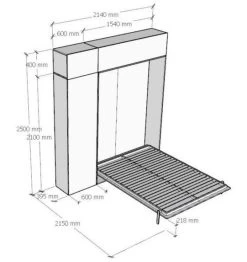 Lit Escamotable 140x190 Cm Avec 1 Colonne De Rangement 2 Meubles Hauts Bois Blanc Kanto -Magasin De Meubles De Chambre À Coucher lit escamotable 140x190 cm avec 1 colonne de rangement 2 meubles hauts bois blanc kanto 8050598027011 1317846