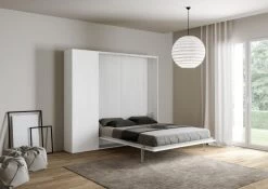 Lit Escamotable 140x190 Cm Avec 1 Colonne De Rangement Bois Blanc Kanto -Magasin De Meubles De Chambre À Coucher lit escamotable 140x190 cm avec 1 colonne de rangement bois blanc kanto 8050598026977 1007538