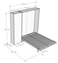 Lit Escamotable 140x190 Cm Avec 1 Colonne De Rangement Bois Blanc Kanto -Magasin De Meubles De Chambre À Coucher lit escamotable 140x190 cm avec 1 colonne de rangement bois blanc kanto 8050598026977 1317167