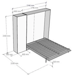 Lit Escamotable 160x190 Cm Avec 1 Colonne De Rangement Bois Clair Kanto -Magasin De Meubles De Chambre À Coucher lit escamotable 160x190 cm avec 1 colonne de rangement bois clair kanto 8050598039847 1318593