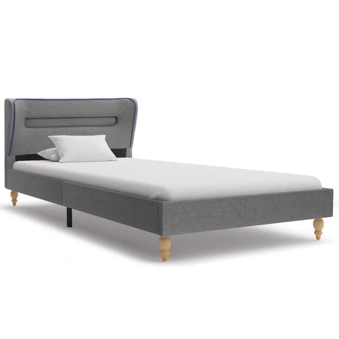 Lit LED Et Matelas à Mémoire De Forme Gris Clair Tissu 90x200cm 6 Lit LED Et Matelas à Mémoire De Forme Gris Clair Tissu 90x200cm – Image 4