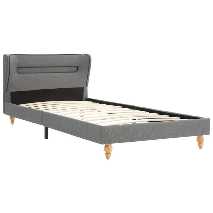 Lit LED Et Matelas à Mémoire De Forme Gris Clair Tissu 90x200cm 7 Lit LED Et Matelas à Mémoire De Forme Gris Clair Tissu 90x200cm – Image 5
