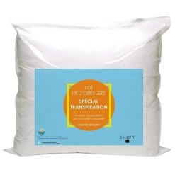 Lot De 2 Oreillers Microfibre Anti-Transpiration 45x70cm