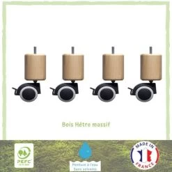 Lot De 4 Pieds De Lit A Roulettes Avec Freins - Ø 6 Cm - H 14, 5 Cm