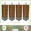 Lot De 4 Pieds De Lit Carrés Chene Huilé Et Bague Inox - 6 Cm X 6 Cm - H 19 Cm -Magasin De Meubles De Chambre À Coucher lot de 4 pieds de lit carres chene huile et bague inox 6 cm x 6 cm h 19 cm 3538400053335 760057
