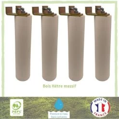 Lot De 4 Pieds De Lit Cylindriques Couleur Blanc - Kit Universel Pour Sommier Métallique - Ø 5,4 Cm - H 23 Cm