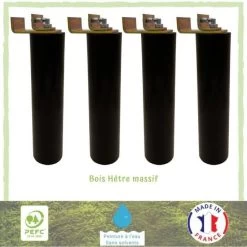 Lot De 4 Pieds De Lit Cylindriques Couleur Noir - Kit Universel Pour Sommier Métallique - Ø 5,4 Cm - H 23 Cm