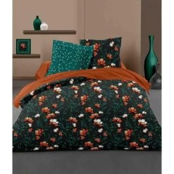 LOVELY HOME Parure De Couette 200x200 Cm + 2 Taies D'oreiller 65x65 Cm - 100% Coton SAN REMO - Vert