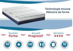 Matelas 140x190 Cm En Mousse à Mémoire De Forme Etoile - 30 Cm -Magasin De Meubles De Chambre À Coucher matelas 140x190 cm en mousse a memoire de forme etoile 30 cm 3701030123796 1242375