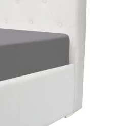 MILES Lit Coffre Adulte Contemporain 140 X 190 Cm Tete De Lit Capitonnée - Simili Blanc - Sommier Blanc -Magasin De Meubles De Chambre À Coucher miles lit coffre adulte contemporain 140 x 190 cm tete de lit capitonnee simili blanc sommier blanc 3612400217772 759758