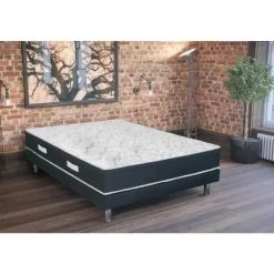 PALAIS Ensemble Matelas + Sommier Bois Massif 140x190 - 570 Ressorts Ensachés Et Mémoire De Forme - Ferme