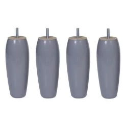SEDAC Jeu De 4 Pieds Pour Sommier En Bois Hetre Massif - Laqué Gris Souris - H 17 Cm