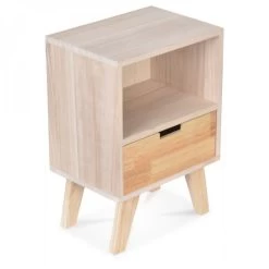 Table De Chevet 1 Tiroir Paulownia Massif Clair Kitub -Magasin De Meubles De Chambre À Coucher table de chevet 1 tiroir paulownia massif clair boutique 3457010009948 414637