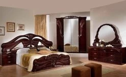 Table De Chevet 2 Tiroirs Bois Brillant Acajou Denyz -Magasin De Meubles De Chambre À Coucher table de chevet 2 tiroirs bois brillant acajou denyz 3666722063081 267025