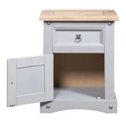 Table De Chevet Pin Massif Foncé Et Gris Singa -Magasin De Meubles De Chambre À Coucher table de chevet pin massif fonce et gris corona 3666722545488 409924