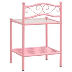 Table De Chevet Rose/transparent 43x33x65 Cm Métal Et Verre -Magasin De Meubles De Chambre À Coucher table de chevet rose transparent 43x33x65 cm metal et verre 8720286163986 966637