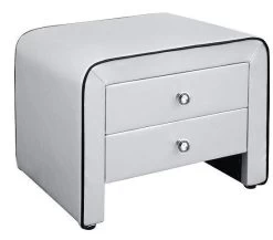 Table De Chevet Simili Cuir Argent Liseré Noir Sleepa