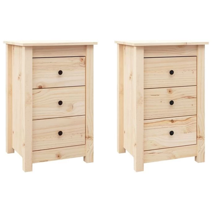 Tables De Chevet 2 Pcs 40x35x61,5 Cm Bois De Pin Massif 4 Tables De Chevet 2 Pcs 40x35x61,5 Cm Bois De Pin Massif – Image 2