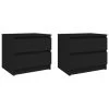 Tables De Chevet 2 Pcs Noir 50x39x43,5 Cm -Magasin De Meubles De Chambre À Coucher tables de chevet 2 pcs noir 50x39x43 5 cm agglomere 3666722624091 986113