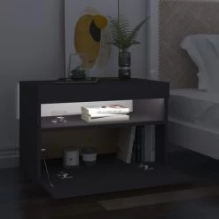 Tables De Chevet à LED 2 Pcs Gris 60x35x40 Cm -Magasin De Meubles De Chambre À Coucher tables de chevet a led 2 pcs gris 60x35x40 cm agglomere 3666722624077 935148