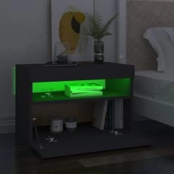 Tables De Chevet à LED 2 Pcs Gris 60x35x40 Cm -Magasin De Meubles De Chambre À Coucher tables de chevet a led 2 pcs gris 60x35x40 cm agglomere 3666722624077 935149