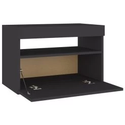 Tables De Chevet à LED 2 Pcs Gris 60x35x40 Cm -Magasin De Meubles De Chambre À Coucher tables de chevet a led 2 pcs gris 60x35x40 cm agglomere 3666722624077 935153