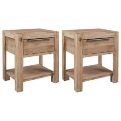 Tables De Chevet Avec Tiroirs 2 Pcs 40x30x48 Cm Bois D'acacia