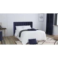 Tete De Lit 110x160 Cm - Velours Bleu Nuit - BEDY -Magasin De Meubles De Chambre À Coucher tete de lit 110x160 cm velours bleu nuit bedy 5945827049779 759929