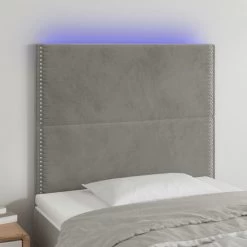 Tête De Lit à LED Gris Clair 100x5x118/128 Cm Velours