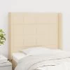 Tête De Lit Avec Oreilles Crème 103x16x118/128 Cm Tissu -Magasin De Meubles De Chambre À Coucher tete de lit avec oreilles creme 103x16x118 128 cm tissu 3666722824590 1463846