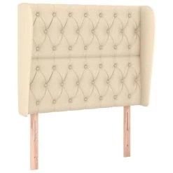Tête De Lit Avec Oreilles Crème 93x23x118/128 Cm Tissu -Magasin De Meubles De Chambre À Coucher tete de lit avec oreilles creme 93x23x118 128 cm tissu 3666722825405 1457746